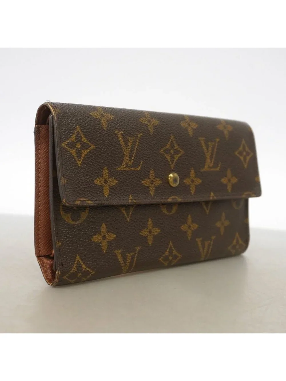 Louis Vuitton Trifold Wallet Monogram Porte Tresor International Brown